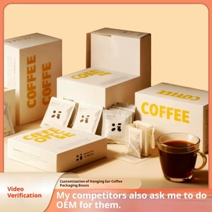 Custom Printed Drip Coffee <b>Box</b> Double Slot Food Grade <b>White</b> Cardstock Packaging Bulk Order - Product Image 1