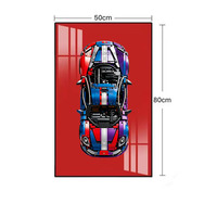 Cadre photo mural décoratif moderne et créatif 3D avec modèle de voiture en blocs de construction pour fond de canapé