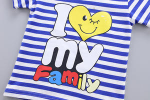 T-shirts à rayures chromatiques et pantalons en jean à volants pour enfants, design de marque célèbre, produit chinois, vente chaude - Product Image 5