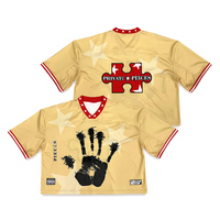 Streetwear personnalisé chemise en jersey Boxy noir sublimation col en V maille maillots de football américain T-Shirt