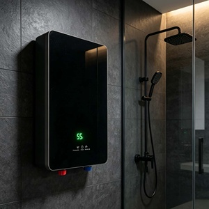 <span class=keywords><strong>Chauffe</strong></span>-<span class=keywords><strong>eau</strong></span> électrique instantané sans réservoir OEM ODM personnalisé, en verre noir avec LED verte, thermostatique, à fixation murale, pour hôtels et usines - Product Image 4