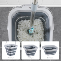 Seau pliable carré en silicone et plastique de 10 L, gain de place, pour le nettoyage domestique, seau pliable de 20 litres