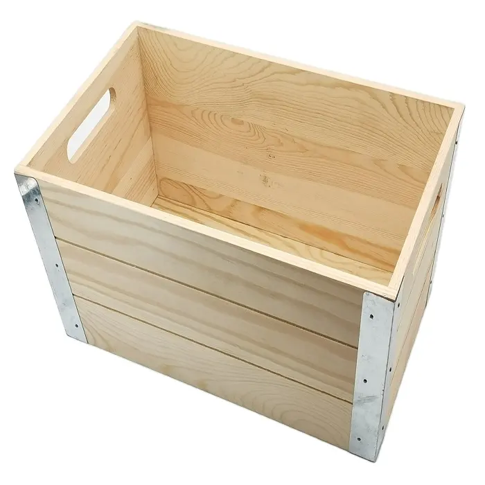 Caixa de madeira sem acabamento, venda quente barata de alta qualidade caixa de gabinete de madeira sem acabamento com cordões de metal galvanizado