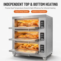 Four à sole de boulangerie à gaz commercial avec plateaux de cuisson pour pain, gâteaux et pâtisseries – Four à couches pour cuisine moderne
