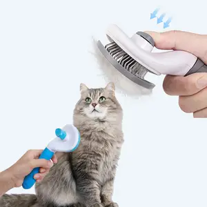 Escova de aço inoxidável para cuidados com animais de estimação, escova autolimpante para remover pelos, massagem para gatos e cães