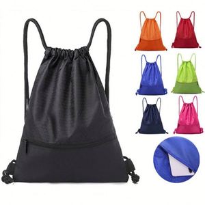 Custom <b>Printed</b> Waterproof Anti-Theft Portable Polyester Sport Backpack Drawstring Gym Bag with Zipper - Product Image 1