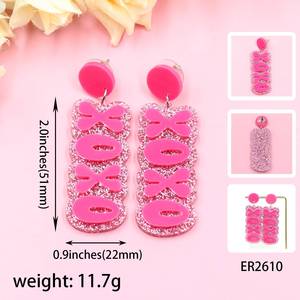 Boucles <span class=keywords><strong>d</strong></span>'oreilles pendantes personnalisées pour la Saint-Valentin Acier au titane <span class=keywords><strong>Bijoux</strong></span> de mode <span class=keywords><strong>d</strong></span>écoupés au laser XOXO <span class=keywords><strong>Prix</strong></span> <span class=keywords><strong>d</strong></span>'<span class=keywords><strong>usine</strong></span> à bas quantité minimale de commande - Product Image 2