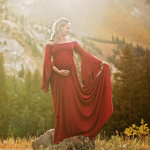 Vestidos de Maternidad para Mujeres Embarazadas, Nuevo Estilo 2026, <span class=keywords><strong>Vestido</strong></span> de Maternidad Largo hasta el Suelo con Hombros Descubiertos para Fotografía, Talla Grande - Product Image 1