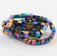 Perles d'espacement carrées en verre cubique de 4 mm en gros, perles en pierre d'hématite pour la fabrication de bijoux