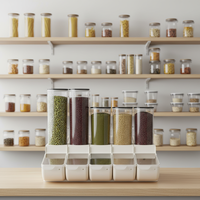 ECOBOX Bacs de stockage alimentaire à gravité pour haricots, graines, grains de café, aliments secs, céréales, en plastique, pour les magasins