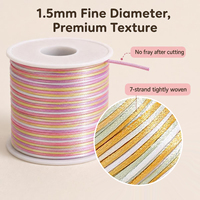 Fil de soie coréen multicolore à 7 brins de 1,5 mm, cordon en polyamide tressé rond pour emballage cadeau, fabrication de bijoux et emballage
