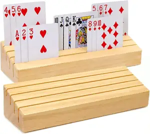 Твердые сосновые деревянные держатели играющих карт для взрослых и детей