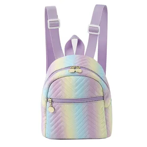 Mochila escolar feminina, mini bolsa de couro pu acolchoada para escola à prova d'água