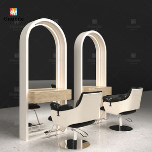Design d'intérieur moderne pour salon de coiffure |   Ensemble table et miroir de manucure personnalisé |   Mobilier de salon de manucure écologique avec éclairage LED - Product Image 2