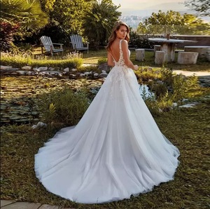 <span class=keywords><strong>Robe</strong></span> <span class=keywords><strong>de</strong></span> mariée NDB11061 en dentelle, style A-line, sexy et tendance, avec appliques en dentelle, sans manches, <span class=keywords><strong>pour</strong></span> femmes - Product Image 3