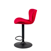 Tabouret de bar en velours avec dossier incurvé, pivotant, réglable en hauteur, base en métal noir avec repose-pieds, pour bar, îlot de cuisine, bistrot