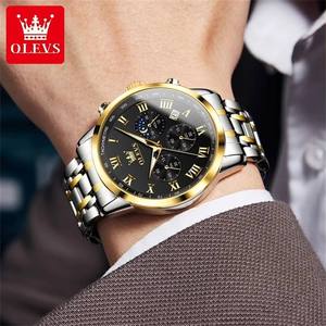 <span class=keywords><strong>Montre</strong></span> OLEVS 5529 pour homme, luxe, quartz, acier inoxydable, étanche, chronographe, phase de lune, calendrier, lumineuse, décontractée, pour affaires - Product Image 3