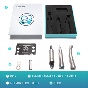 Set di manipolo S3-M205LGS4 a bassa velocità 1:1 pezzo a mano ad angolo contra motore a LED dritto 4 fori strumenti dentali set - Product Image 6