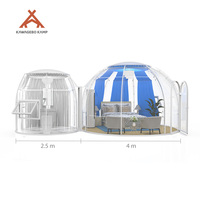 Dôme de glamping en polycarbonate étanche Kawagebo Kamp (KK) 4m + 2.5m, type igloo, pour hôtel, tente de dôme géodésique préfabriquée