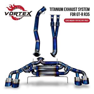 ท่อไอเสียแบบ Catback รุ่น Vortex 102MM สีม่วงน้ำเงิน ไทเทเนียม พร้อมวาล์ว สำหรับรถยนต์นิสสัน GTR R35 พร้อมปลายท่อแบบ Quad Burnt และระบบ Y-Pipe - Product Image 1