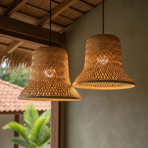 Handmade Thai Bamboo <b>Gift</b> Basket Sustainable Woven <b>Hamper</b> Eco FrienHandmade Woven Bamboo Bell Lampshade Boho Pendant Light - Product Image 4