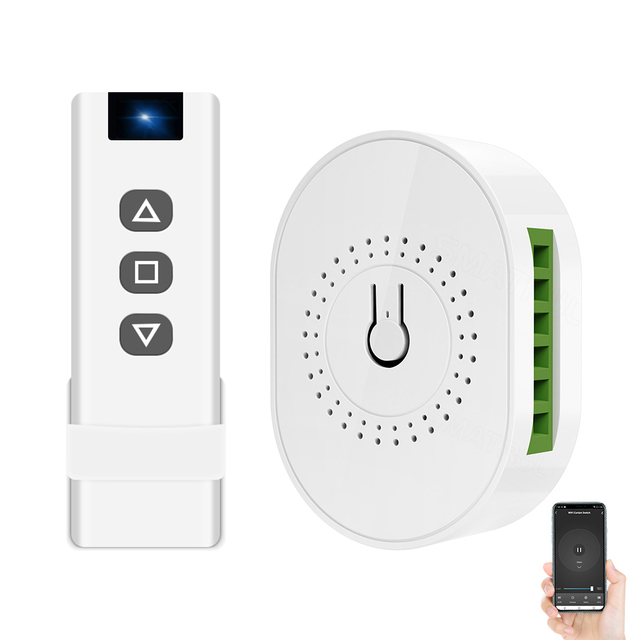 SMATRUL Tuya Mini Smart Life WiFi RF433 Blind Curtain Switch Module Electric Roller Shutter Rolling Motor Window Remote Control