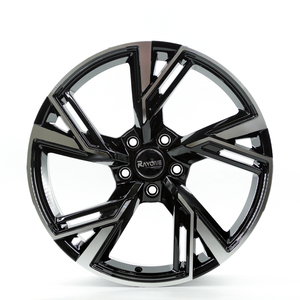 A032 Fit for <span class=keywords><strong>Audi</strong></span> design à la mode 5X112 18 19 <span class=keywords><strong>20</strong></span> <span class=keywords><strong>pouces</strong></span> noir <span class=keywords><strong>jantes</strong></span> en alliage usiné à cinq rayons pour voitures particulières - Product Image 1