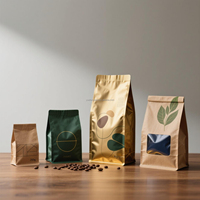 Sacs d'emballage alimentaire personnalisés avec logo imprimé, étanches, de qualité alimentaire, en papier kraft, avec valve, à fond plat, pour café, aliments pour animaux de compagnie, chewing-gum