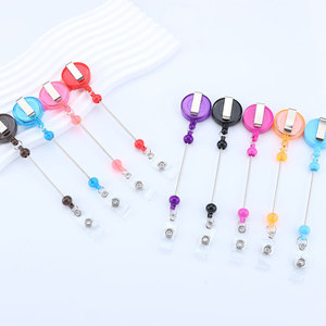 Porte-<span class=keywords><strong>badge</strong></span> rétractable à perles DIY pour infirmière, avec mousqueton, porte-clés, <span class=keywords><strong>cordon</strong></span> de traction, porte-carte transfrontalier, en ABS, plusieurs modèles - Product Image 2