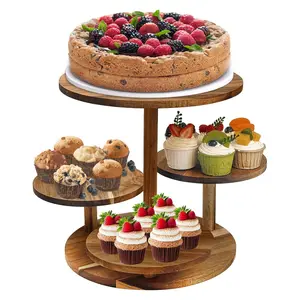 Ronde Cupcake Display Stand Voor 50 Cupcakes Boerderij Hout Cake Stand Met Gelaagde Dienblad Decor 4 Tier Cupcake Stand