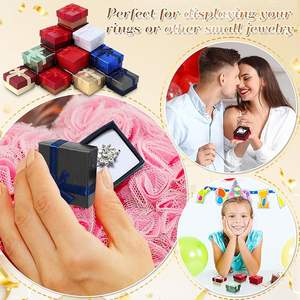 <span class=keywords><strong>Cajas</strong></span> para Anillos de 1.6 x 1.6 Pulgadas, Caja de Joyería de Cartón Duro con Lazo de Cinta, Pequeñas <span class=keywords><strong>Cajas</strong></span> de Regalo para Joyería para Pequeños Negocios (Color Vibrante) - Product Image 3