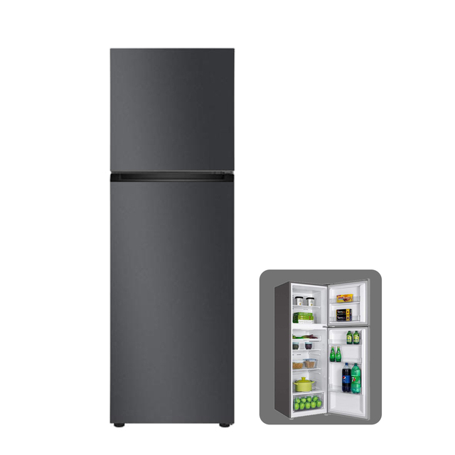 OLYAIR Double Door Refrigerator with Crystal Ash Grey Top Mounted Freezer Refrigerator Fridge Defrost 249L Double Door Fridge