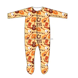 Pyjama à pieds pour bébé, imprimé Western Howdy, unisexe, body Super doux pour garçons et filles, vêtements de nuit pour enfants
