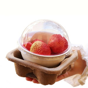 Gobelet à sauce ou yaourt en bagasse compostable et écologique de 240 ml, compatible micro-ondes, <span class=keywords><strong>sans</strong></span> BPA, recyclable, avec couvercle - Product Image 3