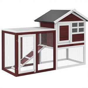 Conejera <span class=keywords><strong>de</strong></span> madera <span class=keywords><strong>de</strong></span> 122 cm con cerradura, diseño multinivel, para uso exterior, con bandeja y escalera. - Product Image 1