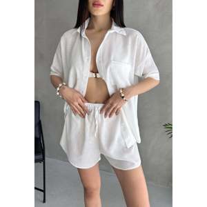 DEFILE Aerobin Linen Blend <b>Short</b> Sleeve Shirt and <b>Shorts</b> Two-Piece Set for <b>Men</b>, Casual Summer Outfit in Sax Blue - Product Image 2