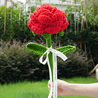 Cadeau de la Saint-Valentin à motif floral rose, cadeaux pour la fête de Thanksgiving, fleurs artificielles tricotées, fleurs au crochet faites à la main