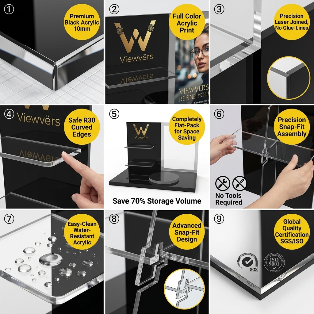 Premium Custom Acrylic Eyewear Display Stand Countertop Sunglasses Holder Rack for Optical Shop Luxury Glasses Sunglasses — view 5