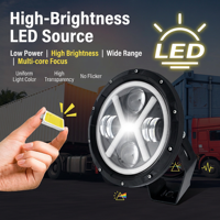Phare de travail LED rond pour camion, lampe de conduite multi-lentilles, haute luminosité, faible consommation, support en U, auxiliaire