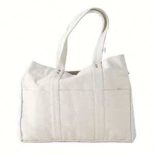 Sac fourre-tout en toile de coton blanc vierge, résistant, naturel ou personnalisé, confortable et réutilisable, pour la plage, avec logo - Product Image 2