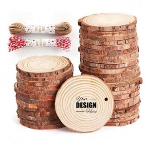 Rodajas de Madera Natural para Regalos Promocionales - Rodajas de Árbol sin Perforar con Corteza para Proyectos de Bricolaje - Product Image 1