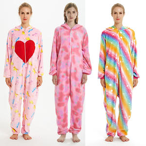 Mono de animales de dibujos animados grueso <span class=keywords><strong>Cora</strong></span> nuevo al por mayor, pijama informal cálido de franela, ropa de casa para mujer - Product Image 4