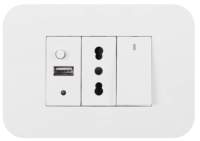 Prise murale italienne Futina de type 118, gris, style italien, standard italien, panneau de prise murale 16A