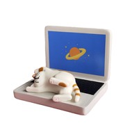 Penyangga Ponsel Kucing Resin Miniatur Jepang, Figur Kucing untuk Meja, Dekorasi Rumah & Kantor, Lukisan Tangan, Hadiah Kucing Keberuntungan