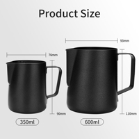 Prix usine Barista Tools Pichet à mousseur à lait noir 350/600 ml Latte Art Pichet à lait Pichet à lait en acier inoxydable