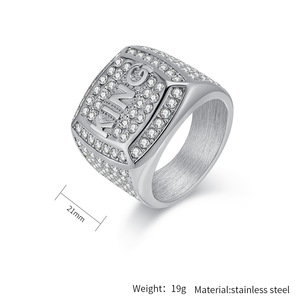 18K Gold Plated Stainless Steel King <b>Ring</b> | Hip Hop Iced Out <b>Statement</b> Jewelry | Men's Bling Cubic Zirconia Signet <b>Ring</b> - Product Image 5