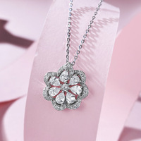 Spitze Halskette Damen Hohl Set, Simulation Diamant Anhänger S925 Silber Blumen kragen Halskette
