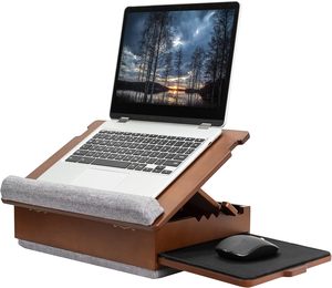 <span class=keywords><strong>Tablette</strong></span> de bureau compacte réglable en hauteur avec tapis de souris coulissant, compartiment de rangement interne, support pour poignet, bureau inclinable en bois pour ordinateur portable - Product Image 1