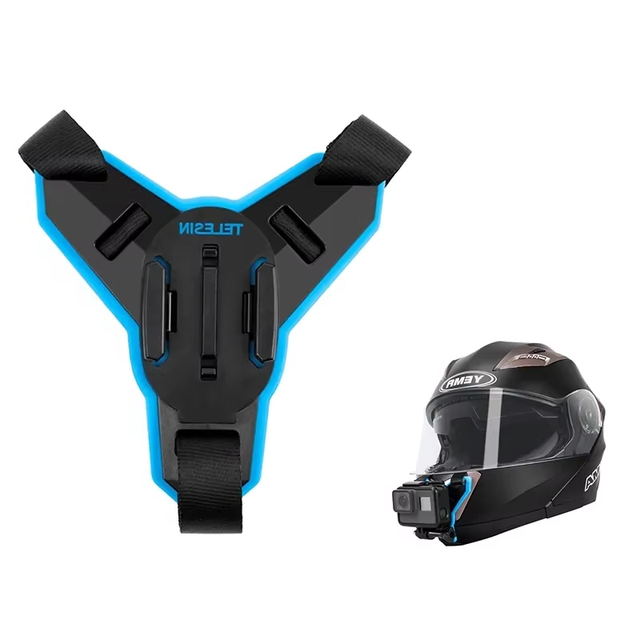 TELESIN Front Chin Stand Holder Motorcycle Helmet Strap Mount for Action Camera Accessories
