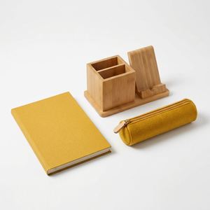 Set de Organizador de Escritorio de Bambú Personalizado para Regalo de Reuniones de Oficina, con Cuaderno y Estuche de Lápices de Fieltro, Artículos de Oficina Minimalistas para Estudio - Product Image 1